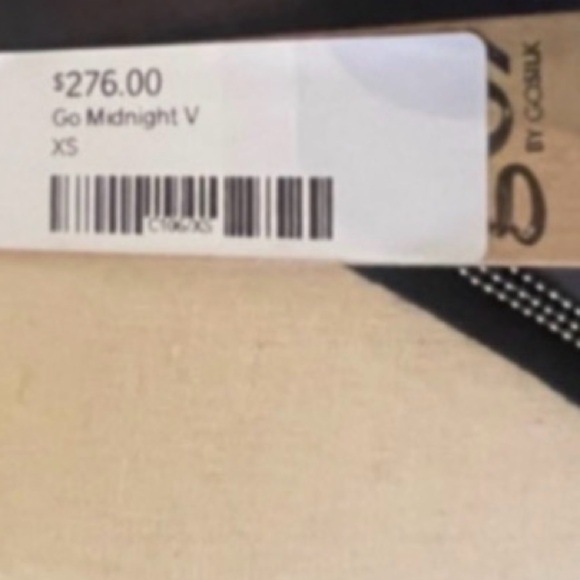 Navy Long-Sleeve Shirt blue v neck silver trim New by GO SILK XS Cotton back NWT - Picture 6 of 6